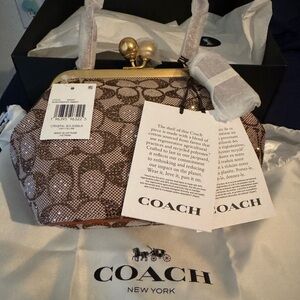 Coach Brown Patterned Clutch